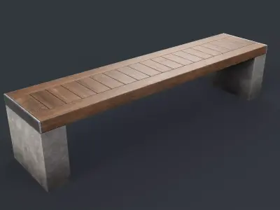 Modern Outdoor Bench 42 PBR Game Ready Low-poly 3D model