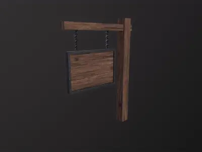 Medieval Signboard 3D Model Low-poly 3D model