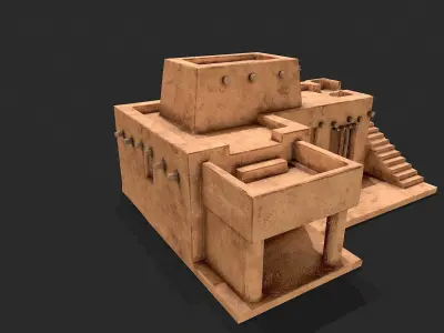 Clay Desert Egypt Village House 3 Low-poly 3D model