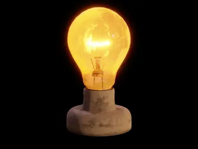 Old Light Bulb with Holder Low-poly 3D model