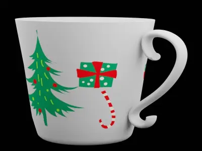 Christmas Tree Tea Cup Low-poly 3D model