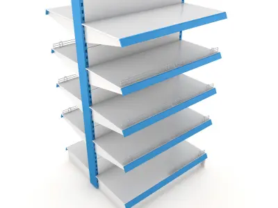 Supermarket Double Shelf Module 3D model