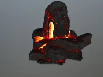 lava skull cave Low-poly 3D model