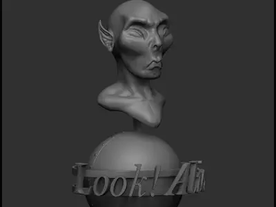 Alien bust of 3D print model