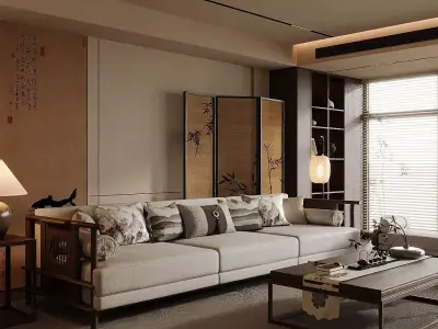 Traditional Chinese living room 3D model