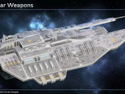 Spaceship Tirpitz Supercarrier Low-poly 3D model