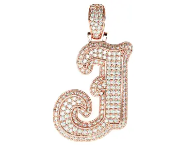 Tattoo fonts J alphabet pendent 3D print model