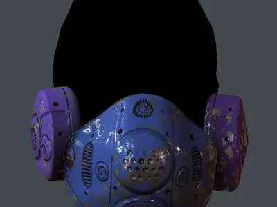 Gas mask helmet 3d model scifi Low-poly Low-poly 3D model 24