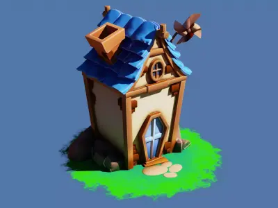Stylized House Low-poly 3D model