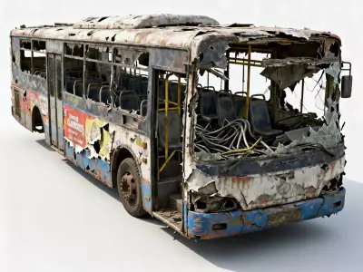 The Last Stop Ruined City Bus 3D Model Low-poly 3D model