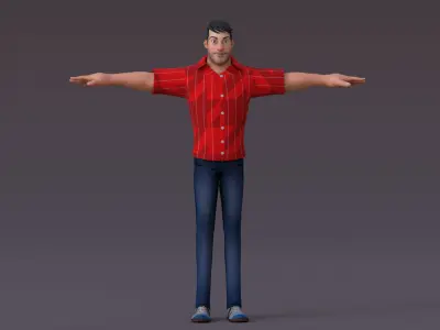 David Cartoon Rig V2 Low-poly 3D model