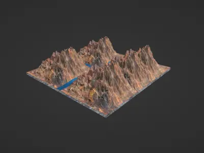 Mountain landscape Low-poly 3D model