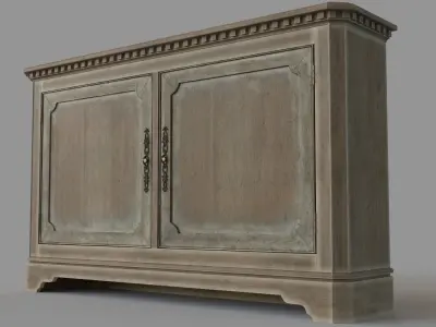 Two Door Storage Console Beige 3D model