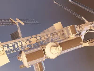 International Space Station With RIG Low-poly 3D model
