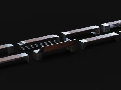 Outdoor Bench Kitbash Collection Low-poly 3D model