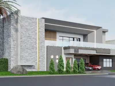 Modern residence House exterior Low-poly 3D model