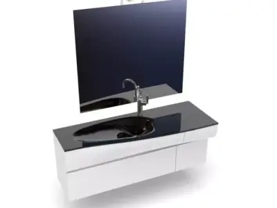 Bathroom Sink With Mirror And Lighting 3D model