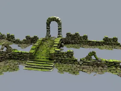 Ruin set Low-poly 3D model 2