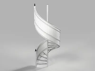Reclaimed Wooden Panel Spiral Staircase Low-poly 3D model