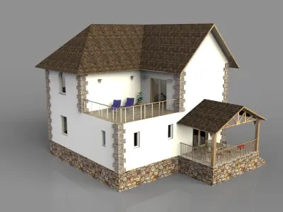 Modern house with interior 3D model