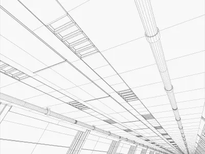 Scifi Corridor Low-poly 3D model