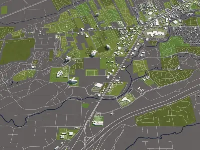 Santa Fe New Mexico USA City Map 50x50km 3D model