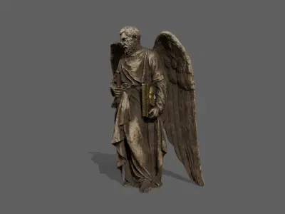 Old Man Statue Low-poly 3D model 16