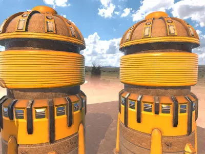 SciFi Desert Building 5  Low-poly 3D model