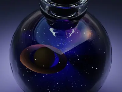 Galaxy in Bottle Low-poly 3D model