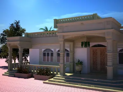 Classic One-Story Villa Project A121 3D Model Render 3D model