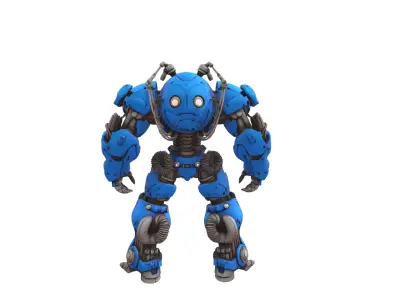 Futuristic Blue Combat Mech Robot 3D model