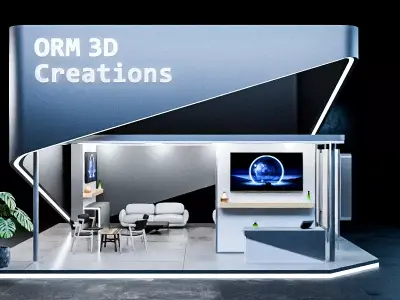 Futuristic Exhibition Booth Design Modern Minimal Setup 3D model