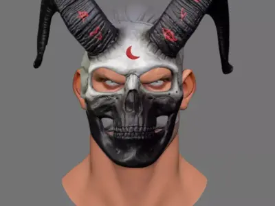 Skull Mask with Horns Low-poly 3D model