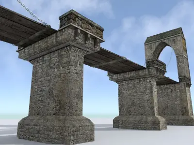 Medieval City Drawbridge Low-poly 3D model