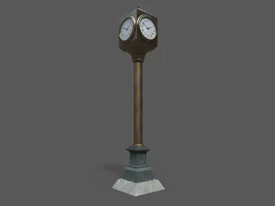 town clock pbr materials Low-poly 3D model