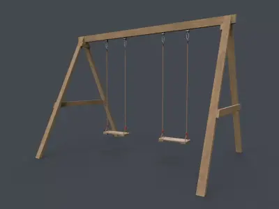 PBR Modular Outdoor Playground Swing Sets B Low-poly 3D model