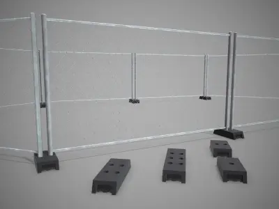 Low poly Fence 01 PBR Game-ready Low-poly 3D model