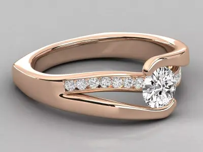 Women Light Weight Solitare Diamond Wedding Ring   11 3D print model