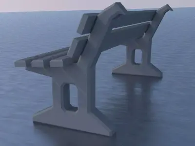 Stone bunk bench 3D model