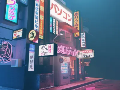 lowpoly cyberpunk street  3D model