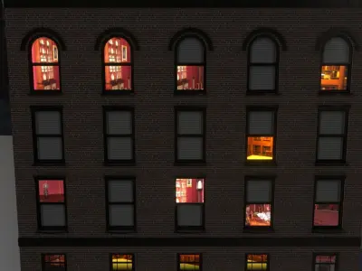 Building 1 - Brick Building with Blocks 3D model