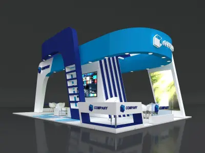 Exhibition Stand Stall 11x7m Height 500 cm 4 Side Open 3D model