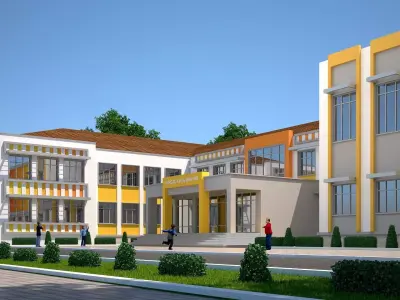 school Low-poly 3D model