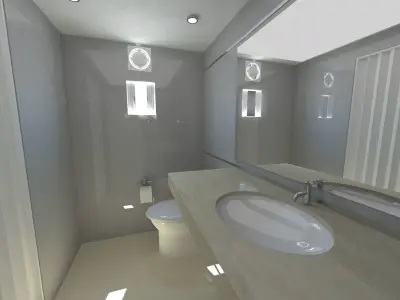 Narrow bathroom design for offices 3D model