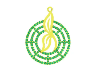 Luxury Musical Note Pendant with Gemstone Circle Design 6032 3D print model