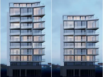 Modern residential building 6 3D model