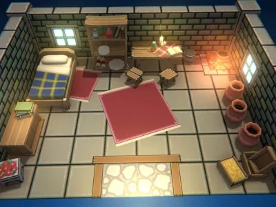 EnviroKit - HOME INTERIORS - Retro Lowpoly  Low-poly 3D model