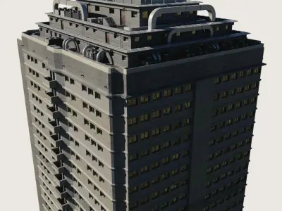 Building Skyscraper City Town Downtown Street Futuristic Utopia Low-poly 3D model 15