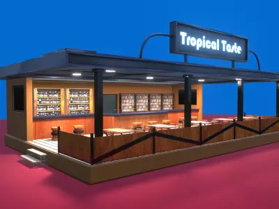 Restaurant - Low poly  Low-poly 3D model