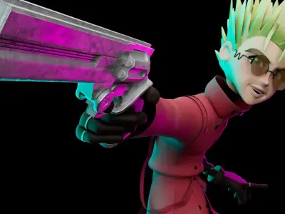 vash the stampede from trigun meterial and rigging 3D model